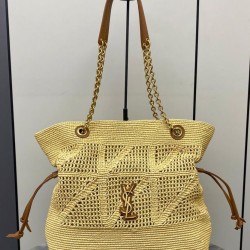 Qualità Specchio Replica Shopping Jamie YSL Saint Laurent in rafia Albicocca Riproduzione Fedele Shopping Jamie YSL Saint Laurent in rafia Albicocca imitazioni