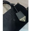 Imitazione Borsa a mano Prada Jardiniere Mini in tela di cotone Nero