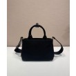 Imitazione Borsa a mano Prada Jardiniere Mini in tela di cotone Nero