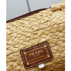 Imitazione Borse Firmate Replica shopping Prada Grande in Rafia Caffè