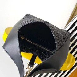 Borse Replica Alta Qualità a tracolla piccola Saint Laurent Le 5 À 7 morbida in rafia nera
