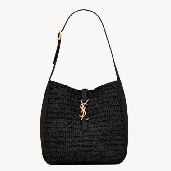 Borse Replica Alta Qualità a tracolla piccola Saint Laurent Le 5 À 7 morbida in rafia nera