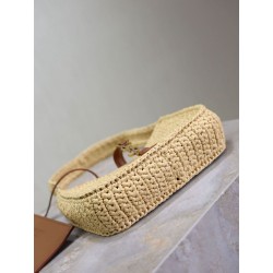 Dettagli perfetti Mini borsa Hobo Saint Laurent Le 5 À 7 in rafia naturale