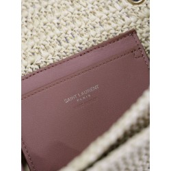 Dettagli perfetti Mini borsa Saint Laurent Niki in rafia naturale