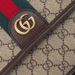 Riproduzione Fedele Borsa a tracolla Gucci Ophidia media Caffè scuro imitazioni