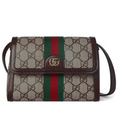 Riproduzione Fedele Dettagli perfetti Borsa a tracolla Gucci Ophidia mini 838481 Caffè scuro imitazioni