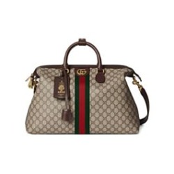 Riproduzione Fedele Borsa da viaggio Gucci Gucci Savoy media 834469 Caffè scuro imitazioni