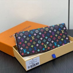 Riproduzione Fedele Qualità superiore replica Portafoglio Louis Vuitton LV x TM Clemence in tela Monogram Multicolore M13408 imitazioni