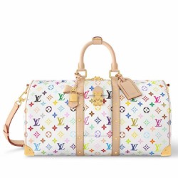 Riproduzione Fedele Borsa Louis Vuitton Louis Vuitton x TM Keepall Bandouliere 45 in tela Monogram Multicolore M13742 imitazioni