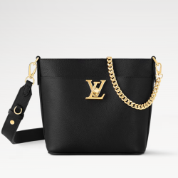 Riproduzione Fedele Borsa Louis Vuitton Lock and Walk in pelle martellata nera M24006 imitazioni