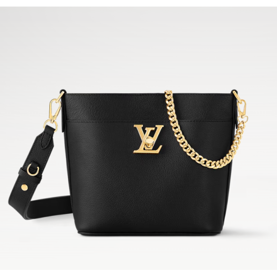 Qualità Specchio Replica Borsa Louis Vuitton Lock and Walk in pelle martellata nera M24006 Riproduzione Fedele Borsa Louis Vuitton Lock and Walk in pelle martellata nera M24006 imitazioni