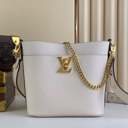 Qualità Specchio Replica Imitazioni borse griffate Louis Vuitton Lock and Walk in pelle martellata bianca M24638 Riproduzione Fedele Imitazioni borse griffate Louis Vuitton Lock and Walk in pelle martellata bianca M24638 imitazioni