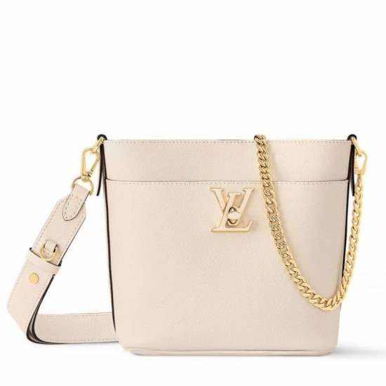 Qualità Specchio Replica Imitazioni borse griffate Louis Vuitton Lock and Walk in pelle martellata bianca M24638 Riproduzione Fedele Imitazioni borse griffate Louis Vuitton Lock and Walk in pelle martellata bianca M24638 imitazioni