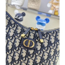 Mini borsa Christian Dior 30 Montaigne Diorling con catena, blu scuro