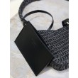 Mini borsa hobo Saint Laurent Le 5 À 7 in rafia nera