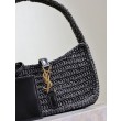 Mini borsa hobo Saint Laurent Le 5 À 7 in rafia nera