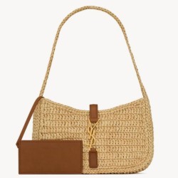 Riproduzione Fedele Dettagli perfetti Mini borsa Hobo Saint Laurent Le 5 À 7 in rafia naturale imitazioni