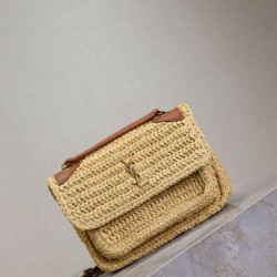 Qualità Specchio Replica Dettagli perfetti Mini borsa Saint Laurent Niki in rafia naturale Riproduzione Fedele Dettagli perfetti Mini borsa Saint Laurent Niki in rafia naturale imitazioni