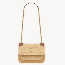 Riproduzione Fedele Dettagli perfetti Mini borsa Saint Laurent Niki in rafia naturale imitazioni