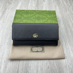 Replica qualità specchio Portafoglio continentale Gucci GG Marmont bicolore 456116 Nero