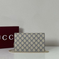 Replica qualità specchio Portafoglio Gucci GG Marmont con catena 497985 Nero