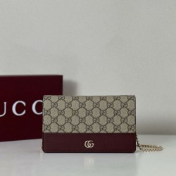 Replica qualità specchio Qualità superiore replica imitazione Portafoglio Gucci GG Marmont con catena 497985 Rosso