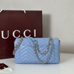 Replica Borsa 1:1 a spalla media Gucci GG Marmont 837267 Blu Imitazioni Replica qualità specchio Borsa 1:1 a spalla media Gucci GG Marmont 837267 Blu