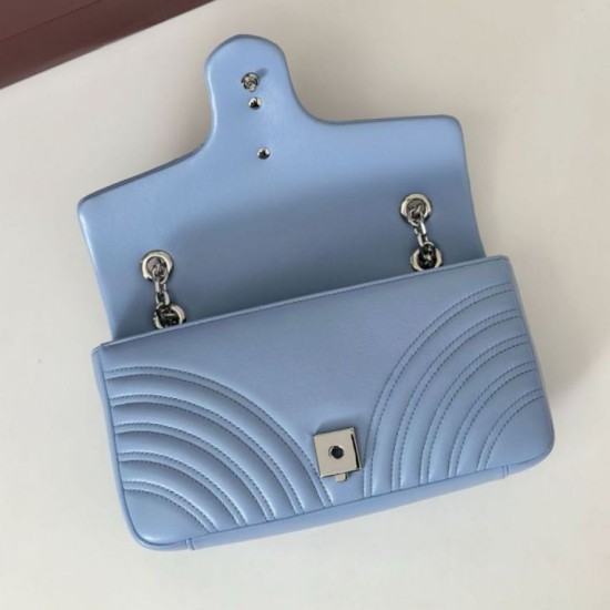 Replica Borsa 1:1 a spalla media Gucci GG Marmont 837267 Blu Imitazioni Replica qualità specchio Borsa 1:1 a spalla media Gucci GG Marmont 837267 Blu