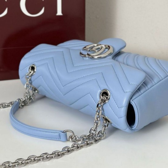 Replica Borsa 1:1 a spalla media Gucci GG Marmont 837267 Blu Imitazioni Replica qualità specchio Borsa 1:1 a spalla media Gucci GG Marmont 837267 Blu