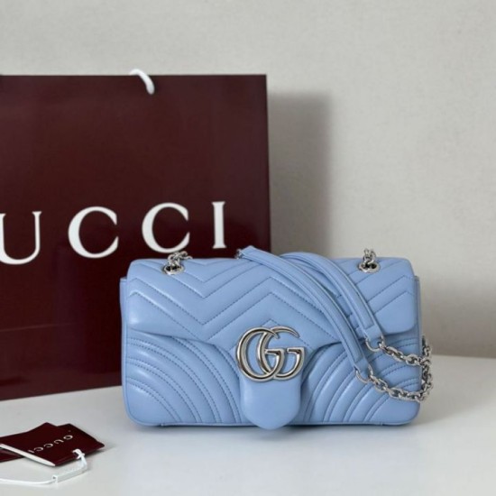 Replica Borsa 1:1 a spalla media Gucci GG Marmont 837267 Blu Imitazioni Replica qualità specchio Borsa 1:1 a spalla media Gucci GG Marmont 837267 Blu