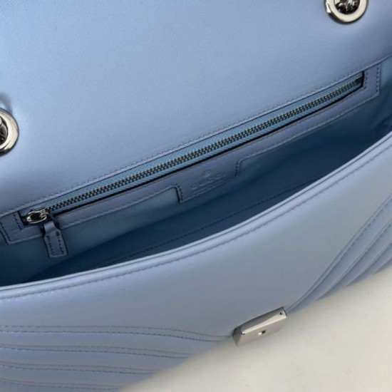 Replica Borsa 1:1 a spalla media Gucci GG Marmont 837267 Blu Imitazioni Replica qualità specchio Borsa 1:1 a spalla media Gucci GG Marmont 837267 Blu