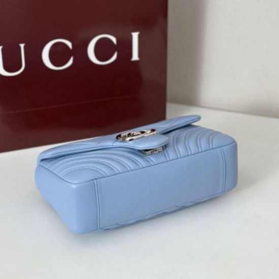 Replica Borsa 1:1 a spalla media Gucci GG Marmont 837267 Blu Imitazioni Replica qualità specchio Borsa 1:1 a spalla media Gucci GG Marmont 837267 Blu