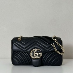 Replica qualità specchio Qualità superiore replica a spalla media Gucci GG Marmont 837267 Nero