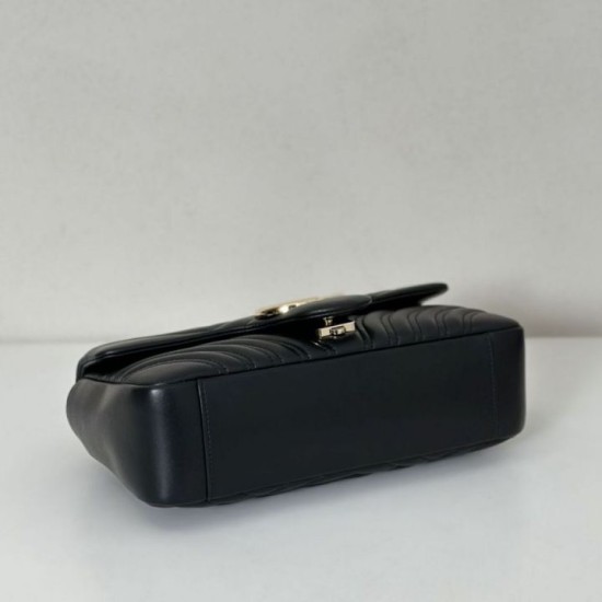 Replica Qualità superiore replica a spalla media Gucci GG Marmont 837267 Nero Imitazioni Replica qualità specchio Qualità superiore replica a spalla media Gucci GG Marmont 837267 Nero