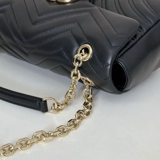 Replica Qualità superiore replica a spalla media Gucci GG Marmont 837267 Nero Imitazioni Replica qualità specchio Qualità superiore replica a spalla media Gucci GG Marmont 837267 Nero
