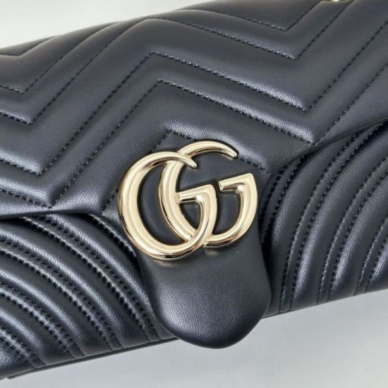 Replica Qualità superiore replica a spalla media Gucci GG Marmont 837267 Nero Imitazioni Replica qualità specchio Qualità superiore replica a spalla media Gucci GG Marmont 837267 Nero
