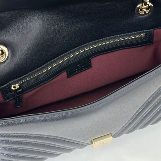 Replica Qualità superiore replica a spalla media Gucci GG Marmont 837267 Nero Imitazioni Replica qualità specchio Qualità superiore replica a spalla media Gucci GG Marmont 837267 Nero