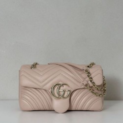 Replica qualità specchio Borsa a spalla media Gucci GG Marmont 837267 Rosa