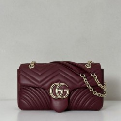 Replica qualità specchio Borsa a spalla media Gucci GG Marmont 837267 Rosso