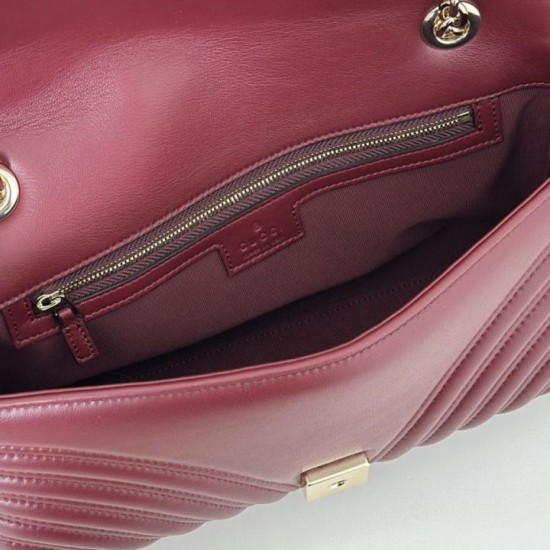 Replica Borsa a spalla media Gucci GG Marmont 837267 Rosso Imitazioni Replica qualità specchio Borsa a spalla media Gucci GG Marmont 837267 Rosso
