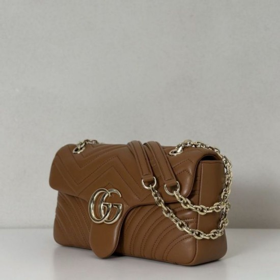 Replica Borsa a spalla media Gucci GG Marmont 837267 Marrone Imitazioni Replica qualità specchio Borsa a spalla media Gucci GG Marmont 837267 Marrone
