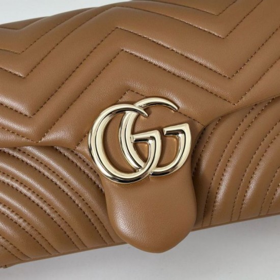 Replica Borsa a spalla media Gucci GG Marmont 837267 Marrone Imitazioni Replica qualità specchio Borsa a spalla media Gucci GG Marmont 837267 Marrone
