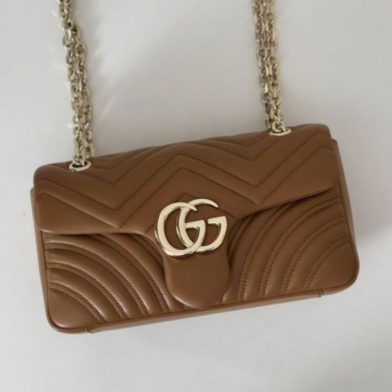Replica Borsa a spalla media Gucci GG Marmont 837267 Marrone Imitazioni Replica qualità specchio Borsa a spalla media Gucci GG Marmont 837267 Marrone