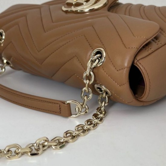 Replica Borsa a spalla media Gucci GG Marmont 837267 Marrone Imitazioni Replica qualità specchio Borsa a spalla media Gucci GG Marmont 837267 Marrone