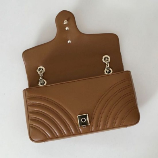 Replica Borsa a spalla media Gucci GG Marmont 837267 Marrone Imitazioni Replica qualità specchio Borsa a spalla media Gucci GG Marmont 837267 Marrone