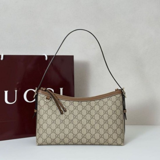 Qualità superiore replica a tracolla media Gucci GG Emblem 847449 Marrone