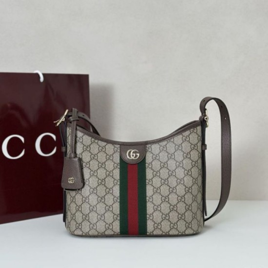 Borsa a tracolla piccola Gucci Ophidia 836872 Marrone
