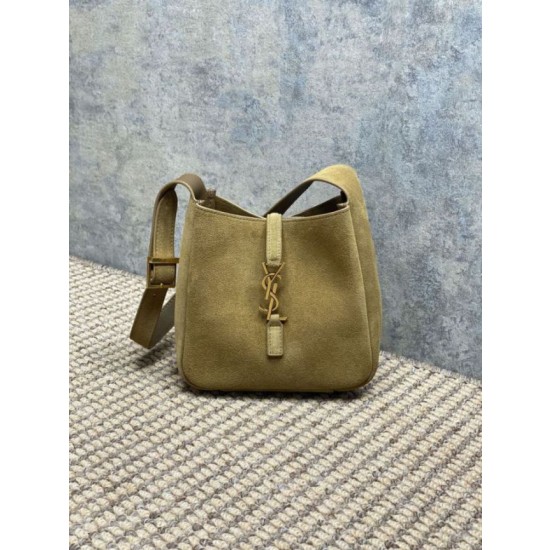 Borsa hobo mini morbida YSL Saint Laurent Le 5 À 7 in pelle scamosciata gialla