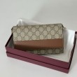 Qualità superiore replica Dettagli perfetti Emblema Gucci GG Portafoglio con catena 838151 Marrone