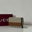 Qualità superiore replica Dettagli perfetti Emblema Gucci GG Portafoglio con catena 838151 Marrone